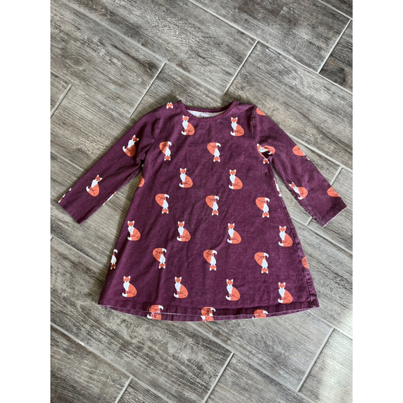 Girls A-Line Dress Fox Print Long Sleeve Casual Cute Outfit‎ Size Unknown - Picture 2 of 5